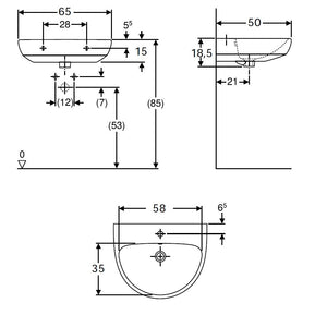 LAVABO SELNOVA CERAMICA BIANCA 65CM