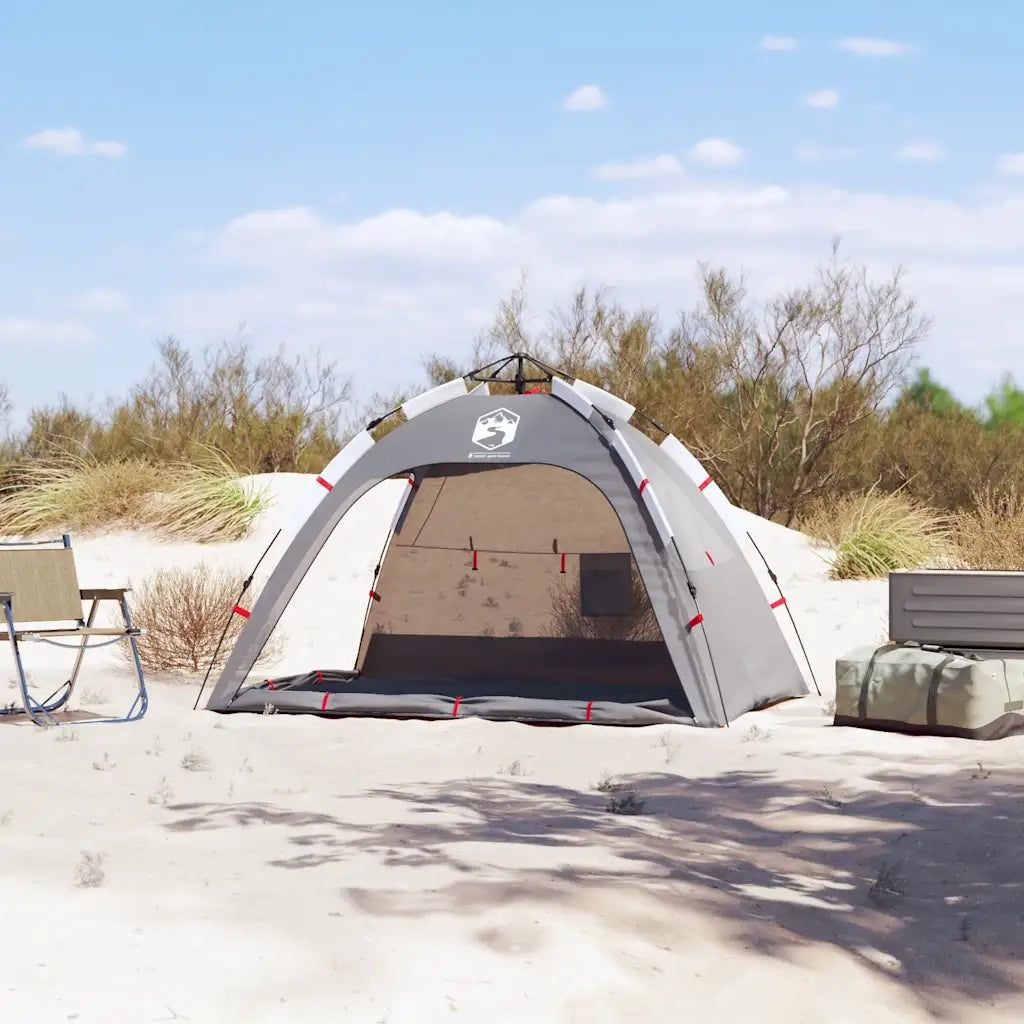 Tenda da Spiaggia 2 Persone-Tenda da campeggio Grigio Rilascio Rapido Impermeabile 301185