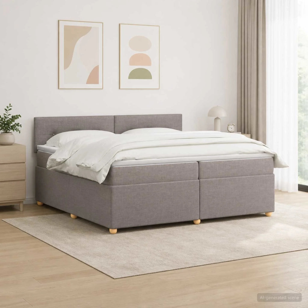 Letto box spring con materasso Tortora 200 x 200 cm Tessuto 3452503