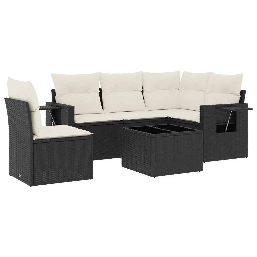 Set Divano da Giardino 6 pz con Cuscini Nero in Polyrattancod mxl 88289