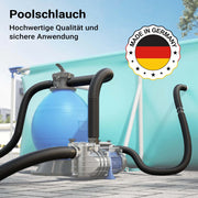 Tubo per piscina nero, 30m Ø 38 mm, sezionabile ogni 1,5 m, galleggiante, in resina 190 g/m Made in EU