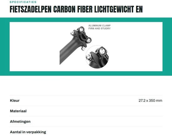 Sella per Bicicletta con Fibra di Carbonio di Alta Qualità - Diametro 27,2/30,8/31,6 mm - Lunghezza 350/400 mm - Leggero - Duraturo - Cinghia Anticorrosiva - Sella per Bicicletta