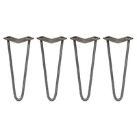 4 Gambe per Tavolo a Forcina SkiSki Legs 30,5cm Acciaio Naturale 2 Rebbi 12mm