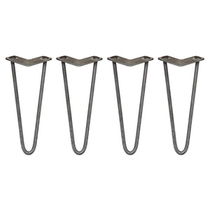 4 Gambe per Tavolo a Forcina SkiSki Legs 30,5cm Acciaio Naturale 2 Rebbi 12mm