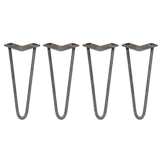 4 Gambe per Tavolo a Forcina SkiSki Legs 30,5cm Acciaio Naturale 2 Rebbi 12mm