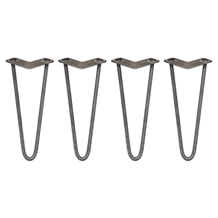 4 Gambe per Tavolo a Forcina SkiSki Legs 30,5cm Acciaio Naturale 2 Rebbi 12mm