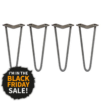 4 Gambe per Tavolo a Forcina SkiSki Legs 30,5cm Acciaio Naturale 2 Rebbi 12mm