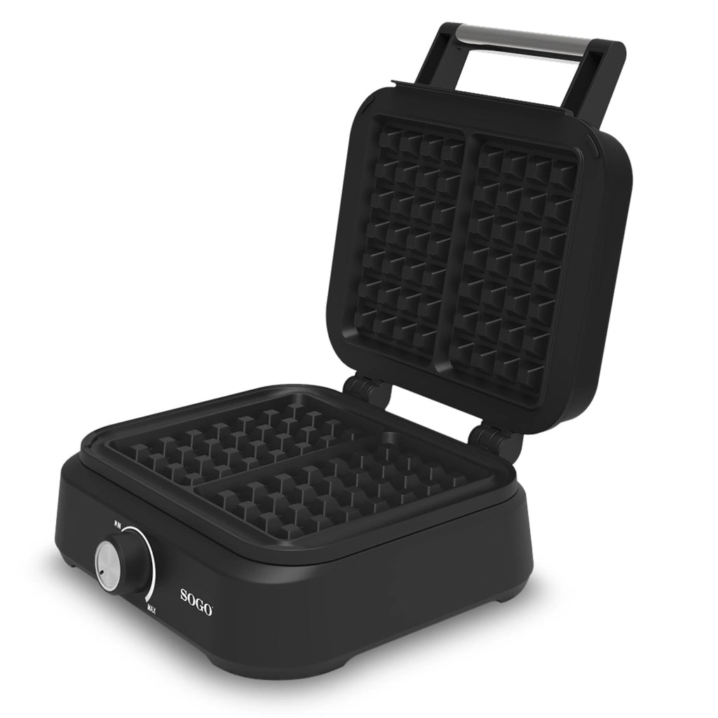 Macchina per waffle belgi elettrica, piastre 17x10,5 cm, 1500W, controllo temperatura, rivestimento antiaderente - SOGO