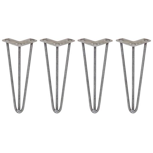 4 Gambe per Tavolo a Forcina SkiSki Legs 30,5cm Acciaio Naturale 3 Rebbi 10mm