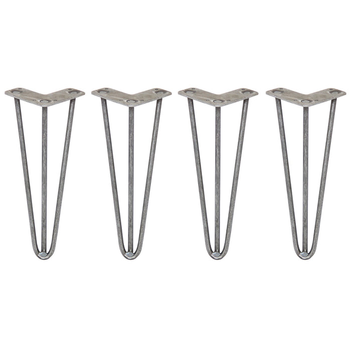 4 Gambe per Tavolo a Forcina SkiSki Legs 30,5cm Acciaio Naturale 3 Rebbi 10mm