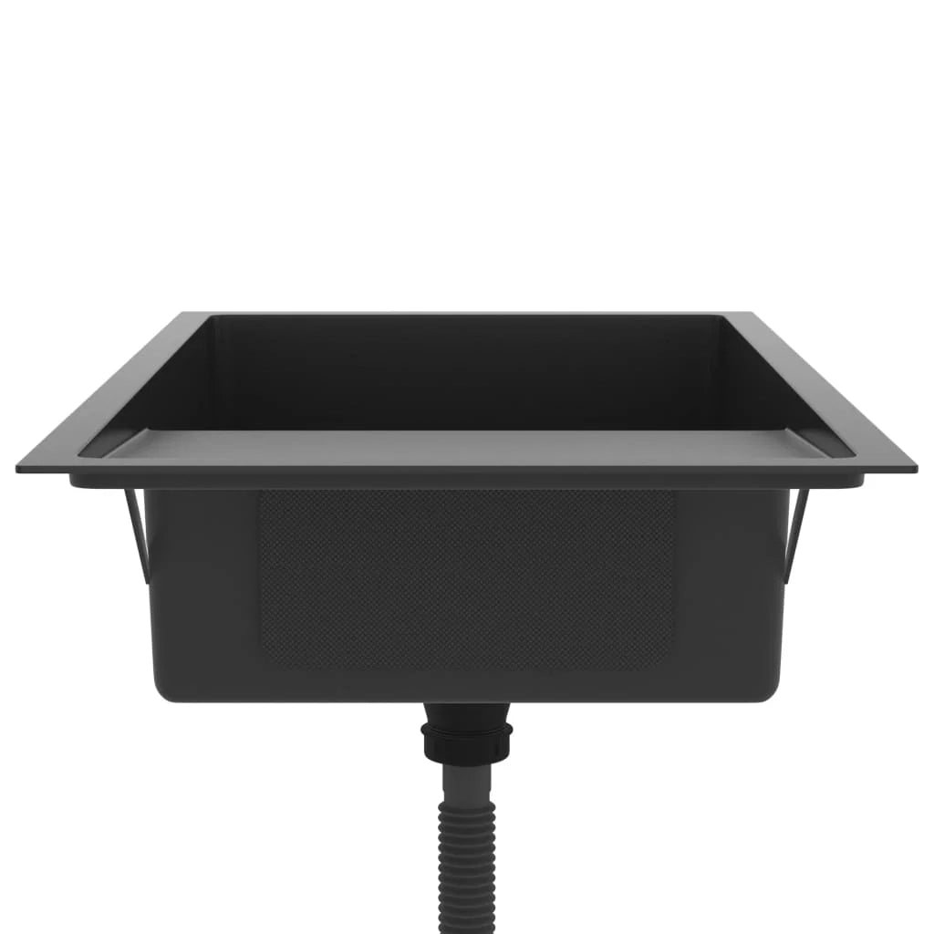 Lavello da cucina fatto a mano lavabo da interno installazione in cucina 75 x 44 cm acciaio inox nero 02_0002470