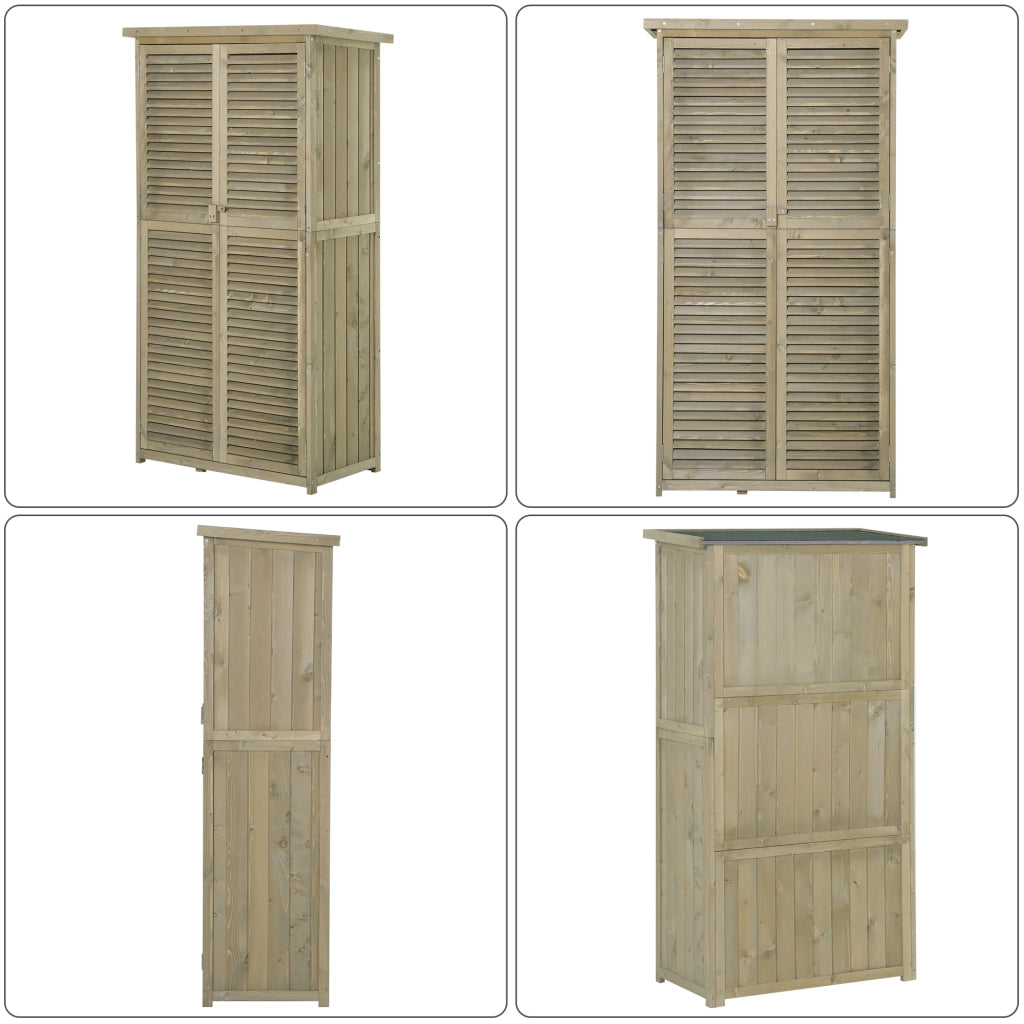 Armadio da Giardino in Legno con 4 Scompartimenti ¨C zephmum ¨C Grigio 87x46.5x160cm