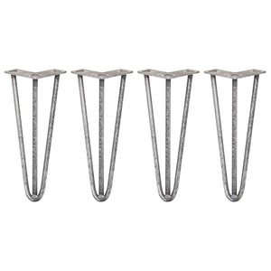 4 Gambe per Tavolo a Forcina SkiSki Legs 30,5cm Acciaio Naturale 3 Rebbi 12mm