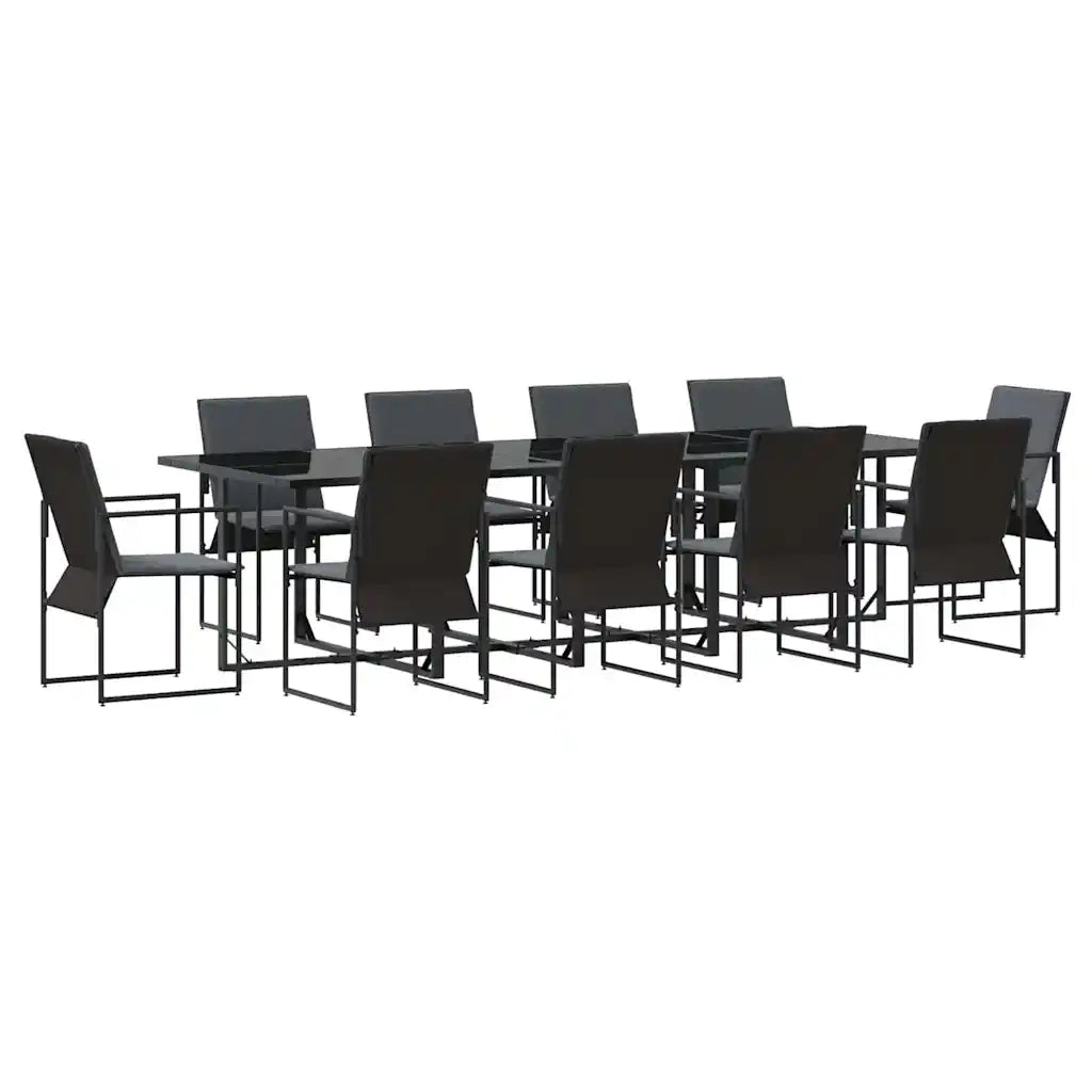 Set da Pranzo per Giardino 11 pcs Nero Acciaio 3335861