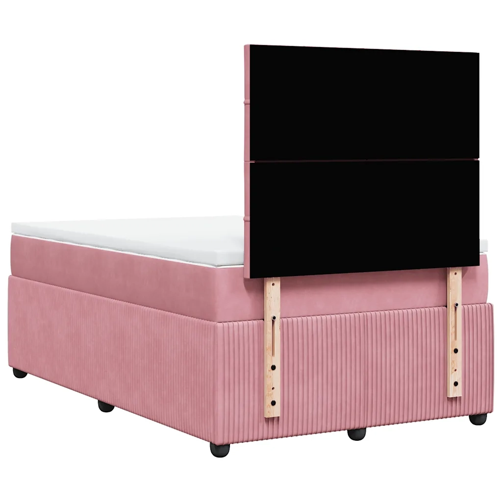Giroletto a Molle con Materasso Rosa 120x190 cm in Velluto