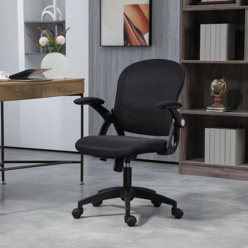 Sedia da Ufficio Ergonomica con Schienale a Rete e Altezza Regolabile, 65.5x61.5x88-97.5cm, Nero