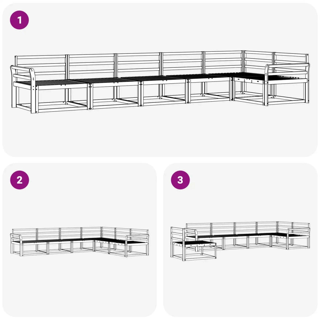 Set di divani da esterno 6 pcs Bianco 408 x 170,5 x 73 cm 3386513