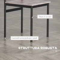 Set Tavolo e Sedie 5 Pezzi Salvaspazio con Tavolo da Cucina Rettangolare e 4 Sedie Moderne, in MDF e Acciaio