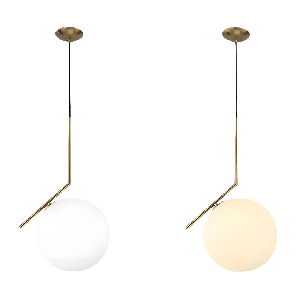 Lampada Da Soffitto Pensile Di Vetro Palla Oro Bianco Oro G106-1w Gold White
