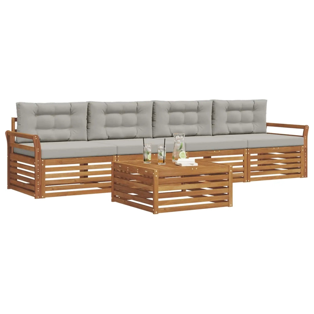 Set di divani da esterno 5 pcs Grigio Naturale e Chiaro 3372981