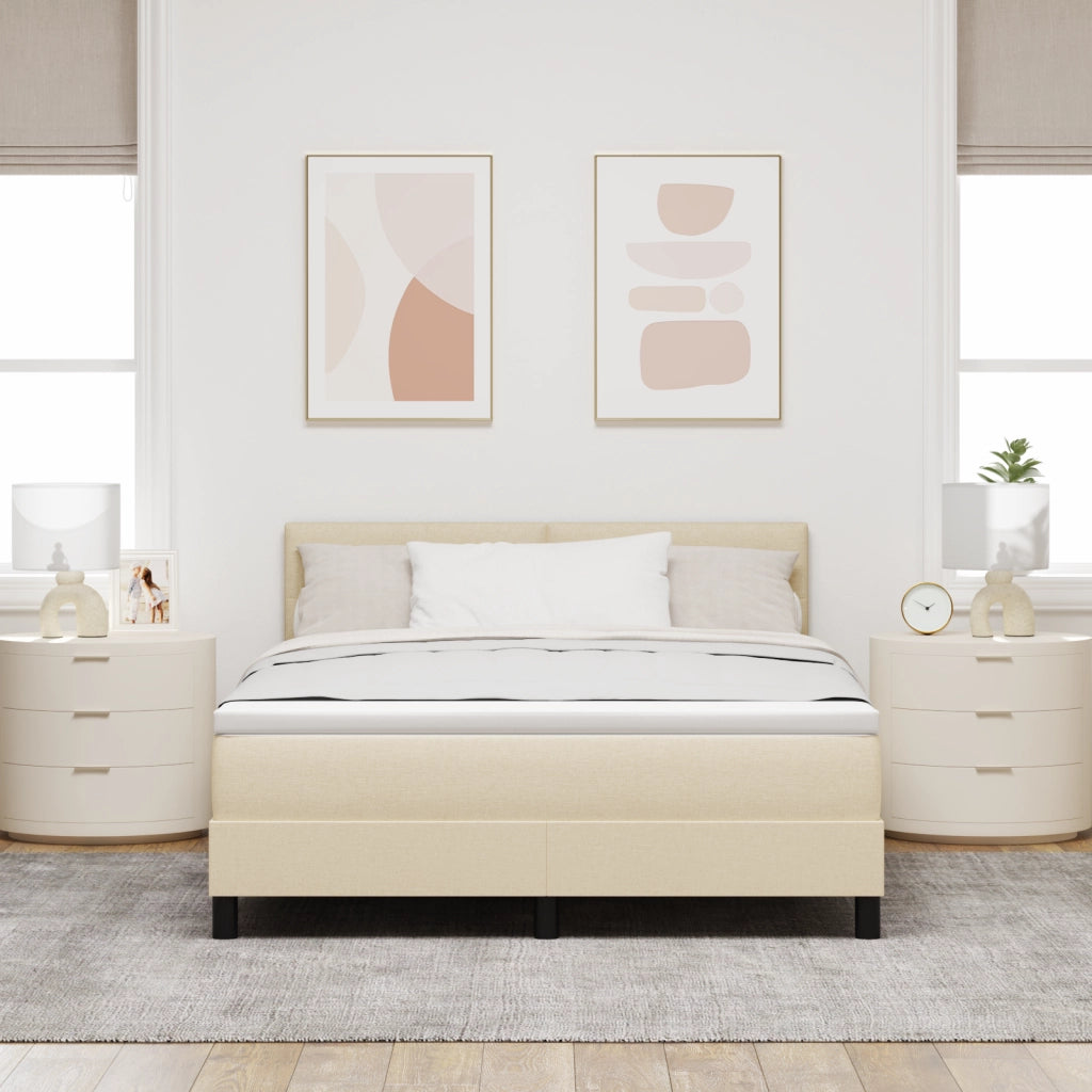 lettino box con materasso e LED crema 140x190 cm tessuto