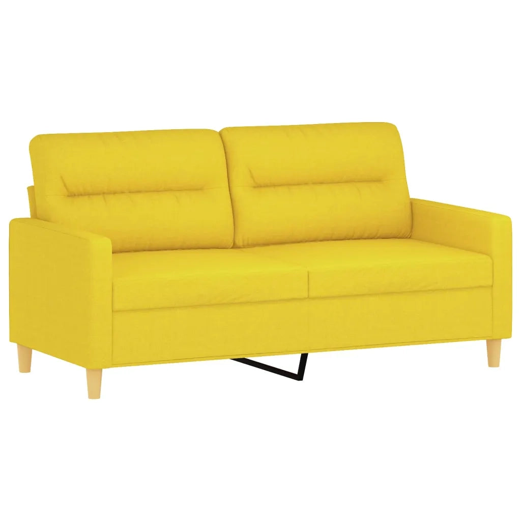 Divano a 2 Posti con Cuscini Giallo Chiaro 140 cm in Tessuto 3200826