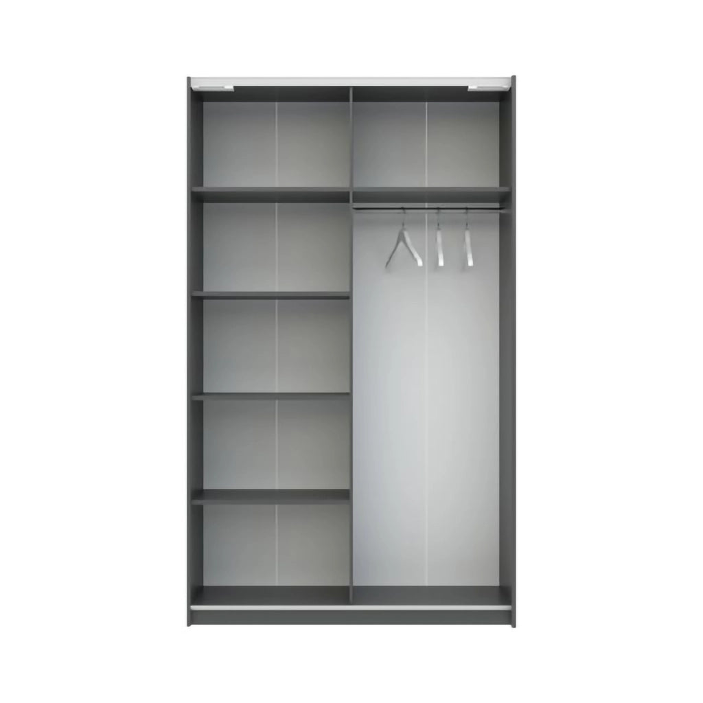 Armadio Camera da Letto Maba, Guardaroba 2 Ante 2 Ripiani, 120x204h cm Nero Antracite