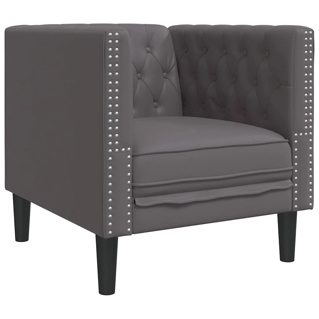 Set Divani Chesterfield 3pz Grigio in Similpelle 3209270