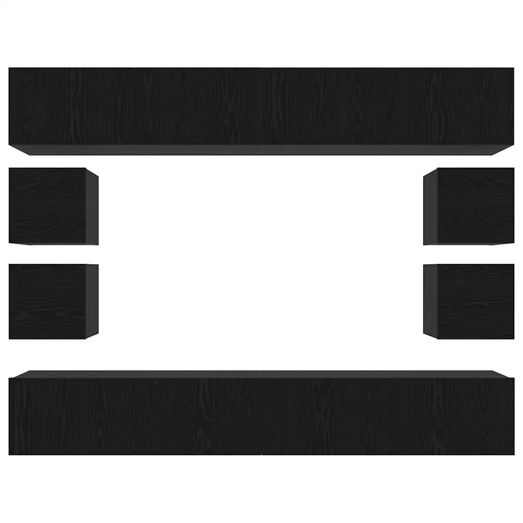 Set mobile TV 8 pz-Credenza per TV Rovere Nero Legno multistrato 610131