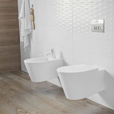 Placca cassetta wc Oli serie Plain in abs bianco con doppio scarico