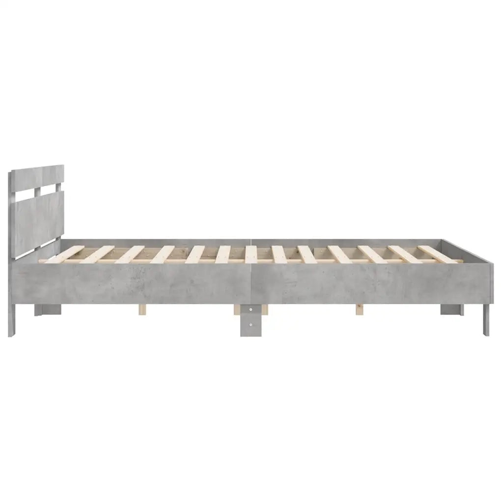 Letto matrimoniale | Letto per adulti | Giroletto Testiera Grigio Cemento 180x200 cm Legno Multistrato