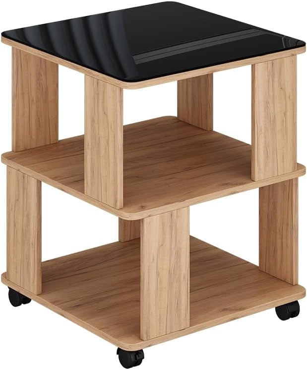 Tavolino Velito, Rovere Goldkraft/nero, 50 x 50 cm, con ruote per un posizionamento flessibile negli ambienti domestici