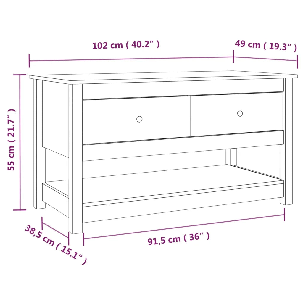 Tavolino da Salotto 102x49x55 cm in Legno Massello di Pino 820921