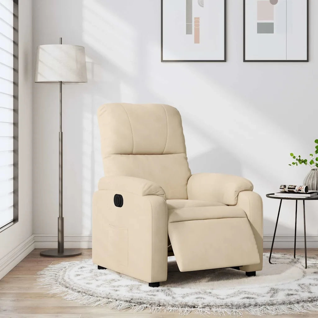 Divano Sedia-Poltrona Reclinabile Elettrica Crema in Tessuto di Microfibra 601551