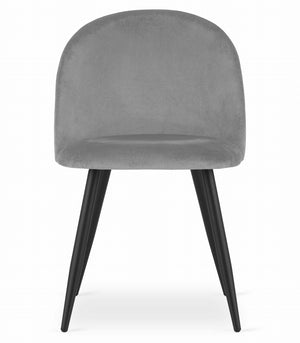 Valora Bello Chair, velluto grigio chiaro, gambe nere, set da 2