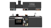 Cucina Lineare SOLE 256 cm - Antracite/Report e Legno Chiaro, Made in Italy