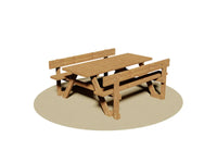 Tavolo Week-end 514 Giochipark legno pino panche con spalliera cm190x180x80h