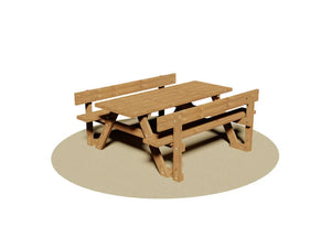Tavolo Week-end 514 Giochipark legno pino panche con spalliera cm190x180x80h