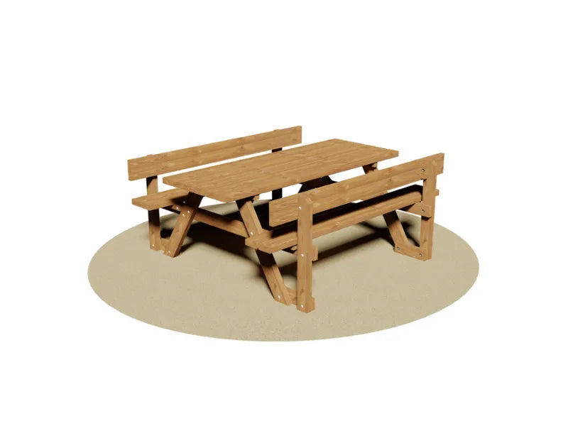 Tavolo Week-end 514 Giochipark legno pino panche con spalliera cm190x180x80h