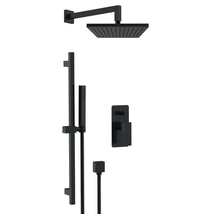 Set doccia quadro completo a incasso con saliscendi nero opaco - serie Absolute