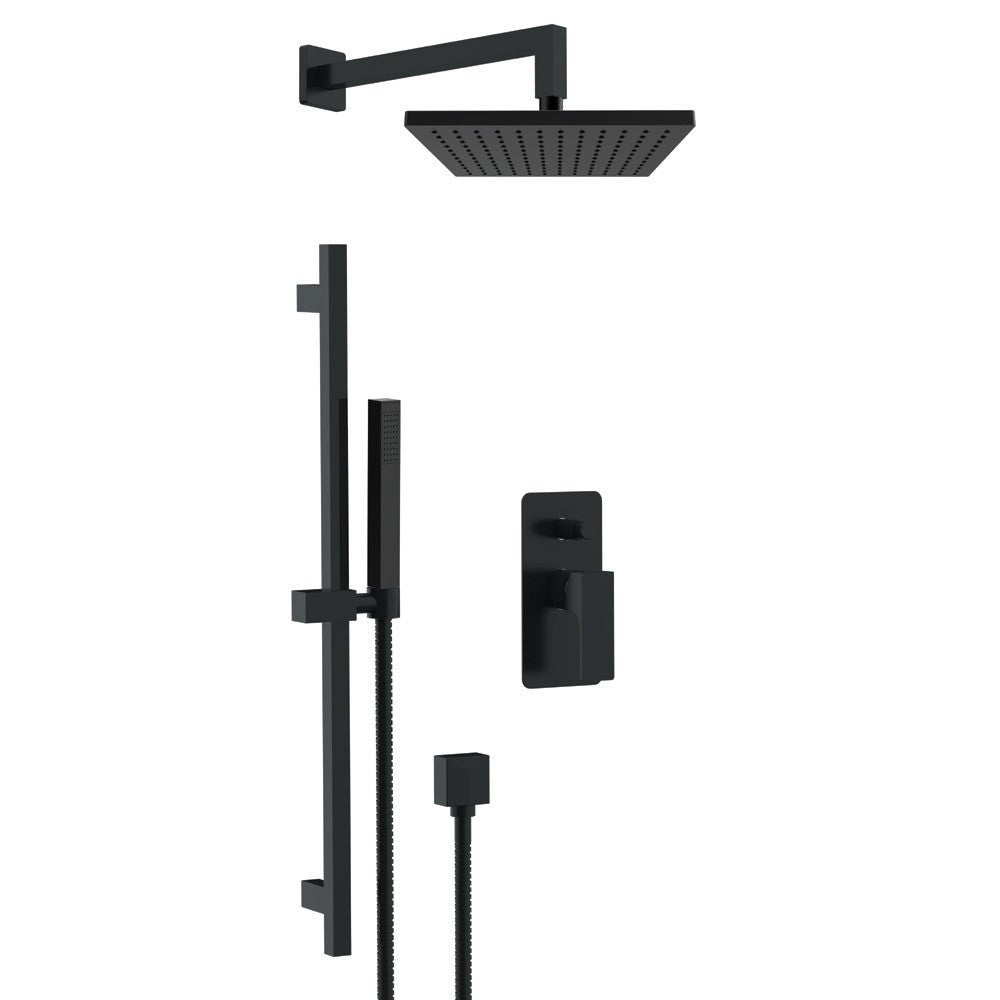 Set doccia quadro completo a incasso con saliscendi nero opaco - serie Absolute