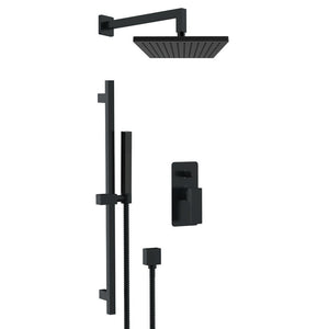 Set doccia quadro completo a incasso con saliscendi nero opaco - serie Absolute