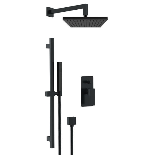 Set doccia quadro completo a incasso con saliscendi nero opaco - serie Absolute