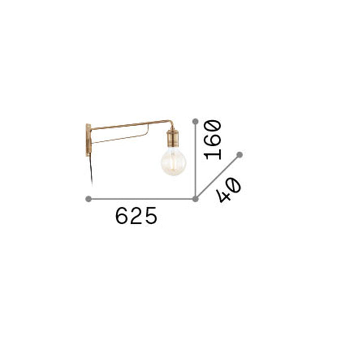 Applique Industrial-Minimal Triumph Metallo Nero 1 Luce E27