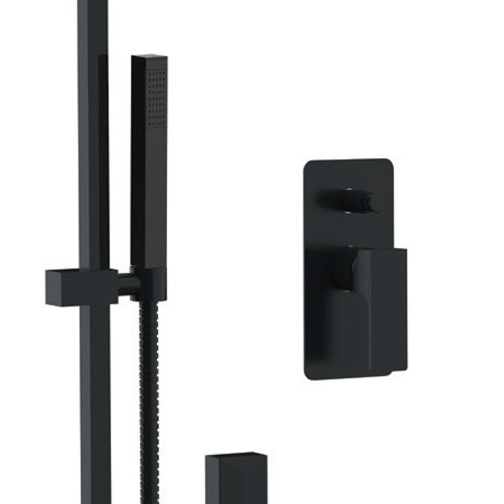 Set doccia quadro completo a incasso con saliscendi nero opaco - serie Absolute