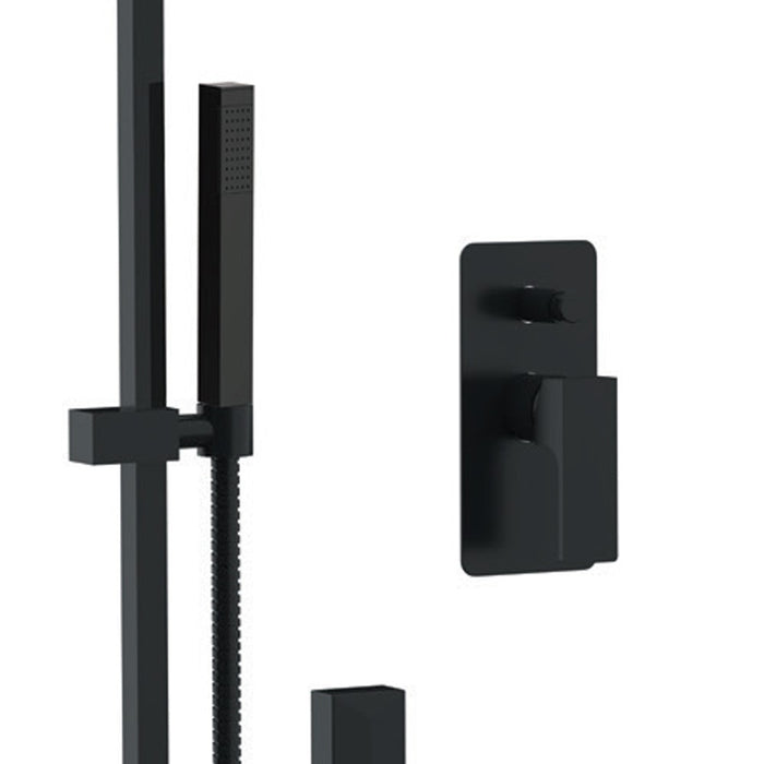 Set doccia quadro completo a incasso con saliscendi nero opaco - serie Absolute