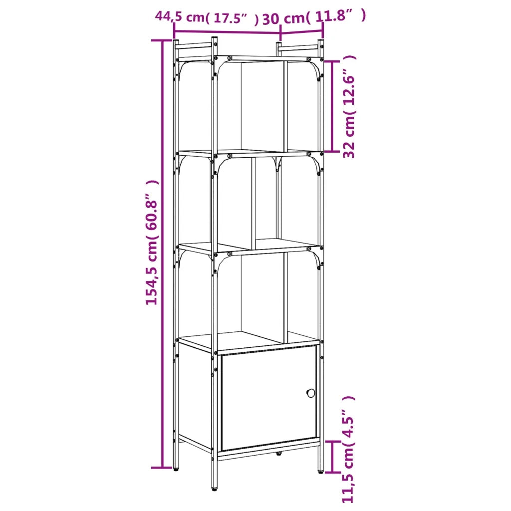 Libreria con Anta Rovere Fumo 44,5x30x154,5cm Legno Multistrato 833355