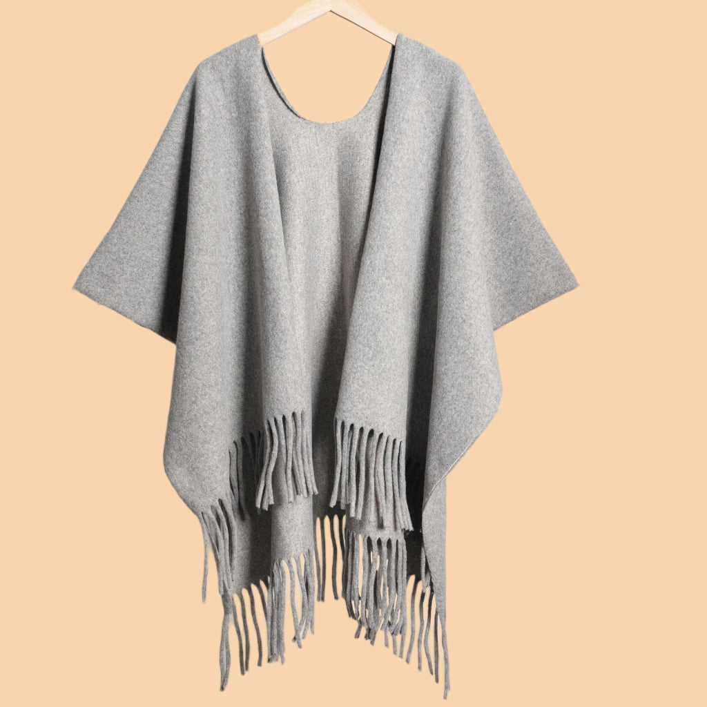 Sciarpa da donna classica, versatile, a tinta unita, spessa, con nappe e ampia, calda.