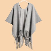 Sciarpa da donna classica, versatile, a tinta unita, spessa, con nappe e ampia, calda.