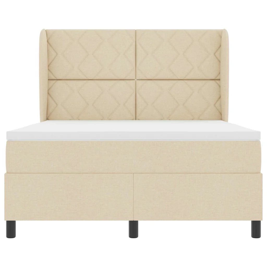 Letto a molle con materasso Crema 160 x 200 cm Tessuto 3340639